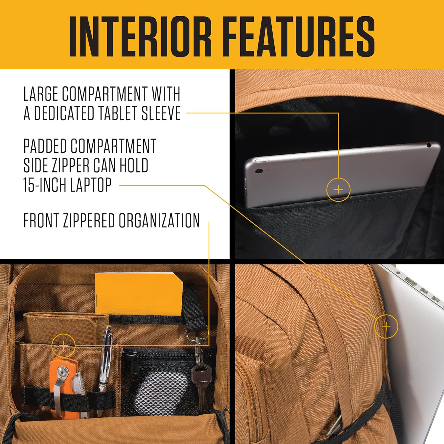 Carhartt Gear B0000535 28L Dual-Compartment Backpack - One Size Fits All - Black - Image 3