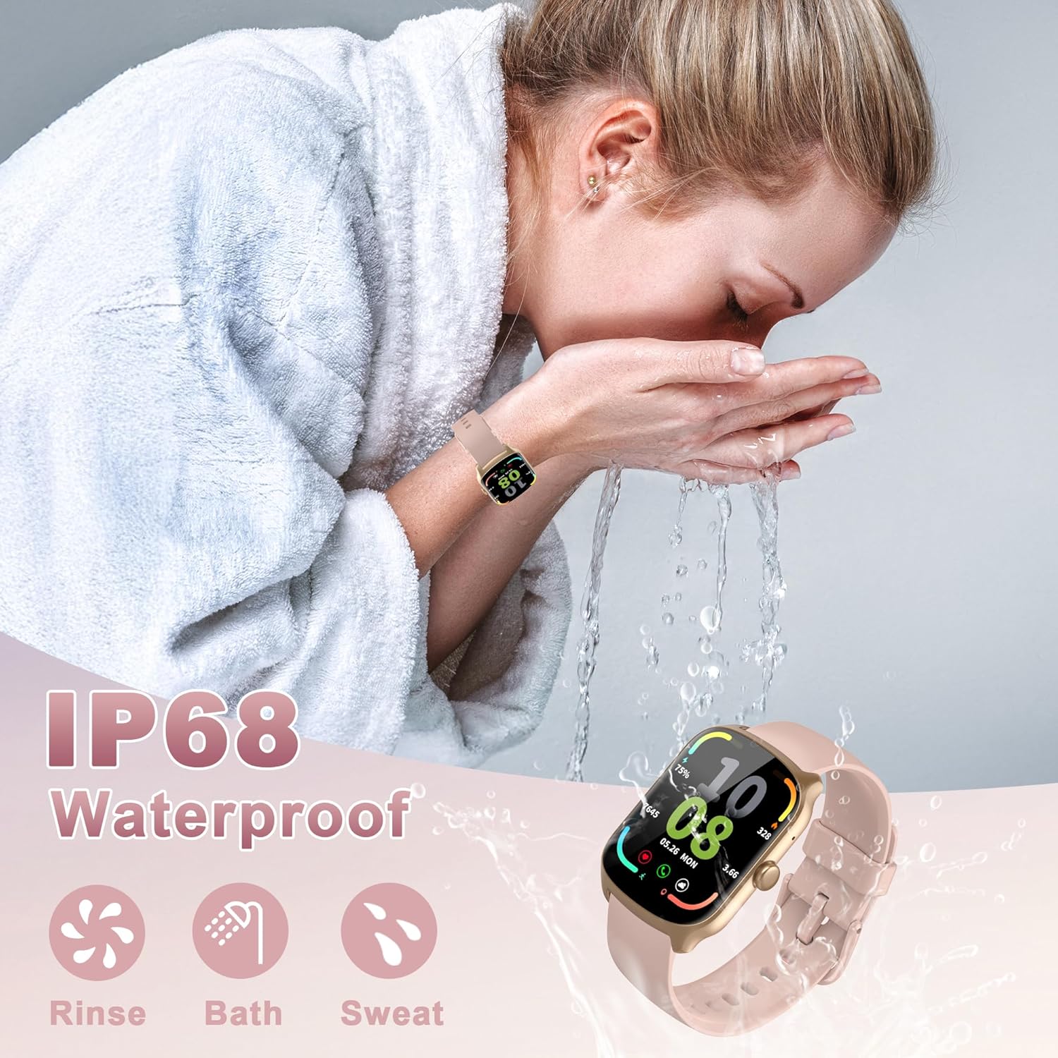 Smart Watch for Men Women, 1.95'' HD Curved Screen Smartwatch(Answer/Make Call), Fitness Tracker with 112 Sport Modes, IP68 Waterproof Fitness Watch with Heart Rate/Sleep Monitor/Pedometer, Pink - Image 7